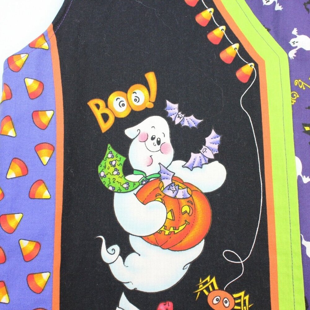 Handmade Halloween Vest Ghosts Candy Corn Pumpkins Reversible Teacher School - Picture 6 of 11
